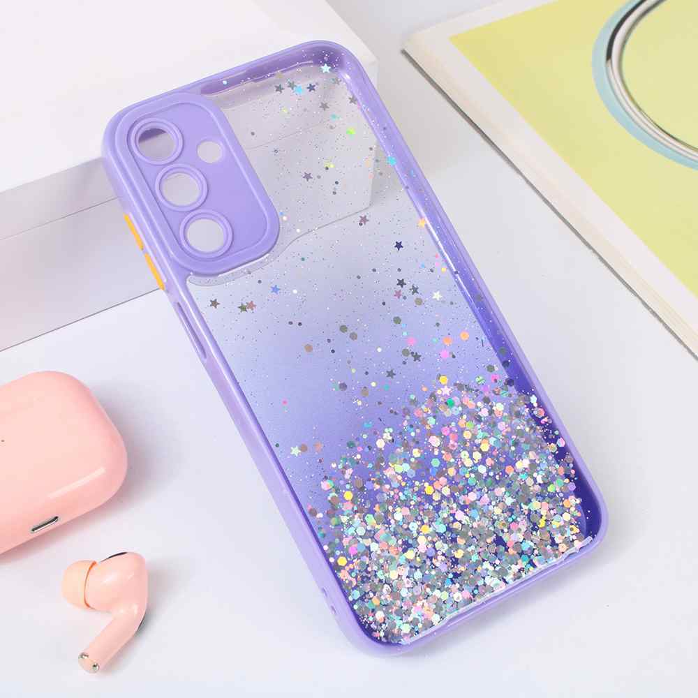 Maska za Samsung A15 5G Frame Glitter ljubicasta