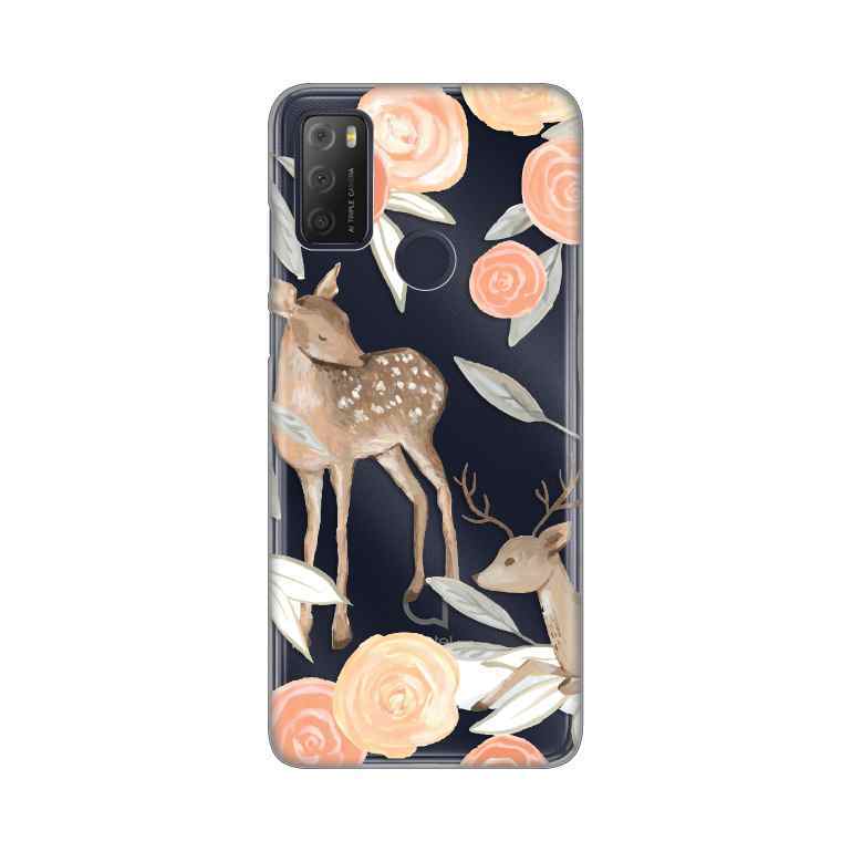 Maska za Alcatel 1S 2021/3L 2021/A1 Alpha 21 silikon Print Flower Deer