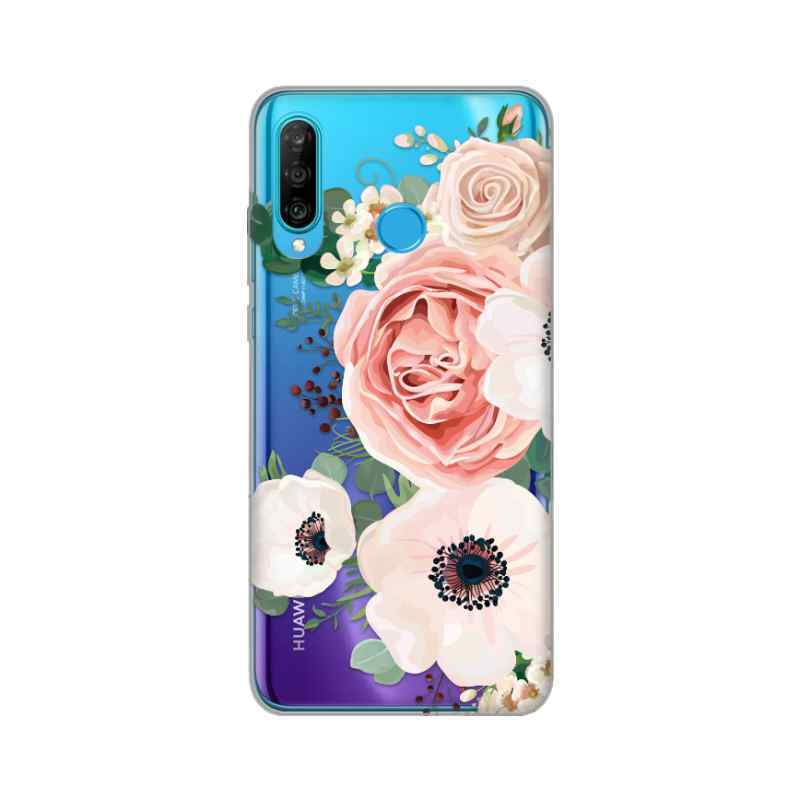 Maska za Huawei P30 Lite silikon Print Luxury Pink Flowers