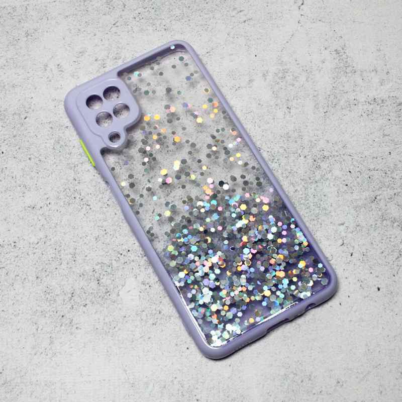 Maska za Samsung A12 Frame Glitter ljubicasta