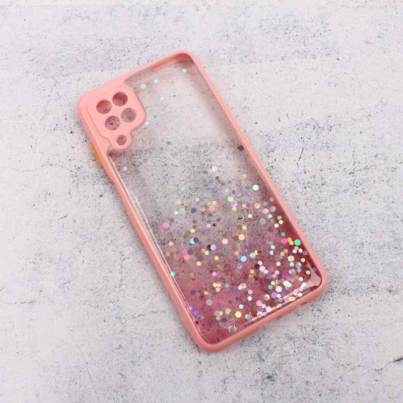 Maska za Samsung A12 Frame Glitter roze