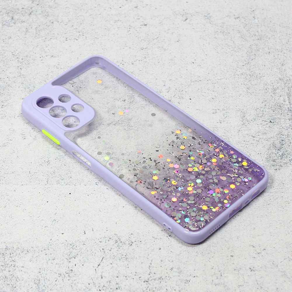 Maska za Samsung A13 4G Frame Glitter ljubicasta