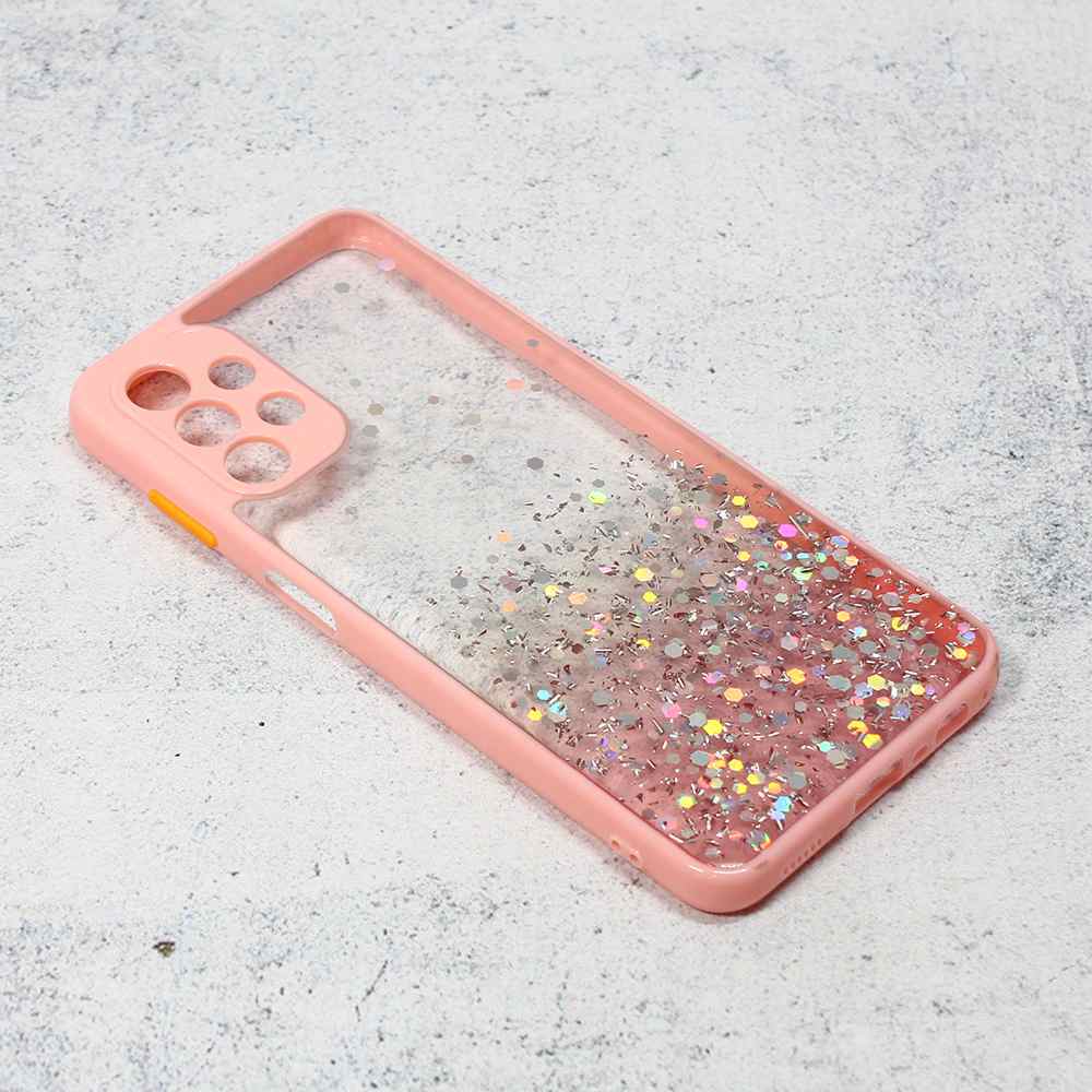 Maska za Samsung A13 4G Frame Glitter roze