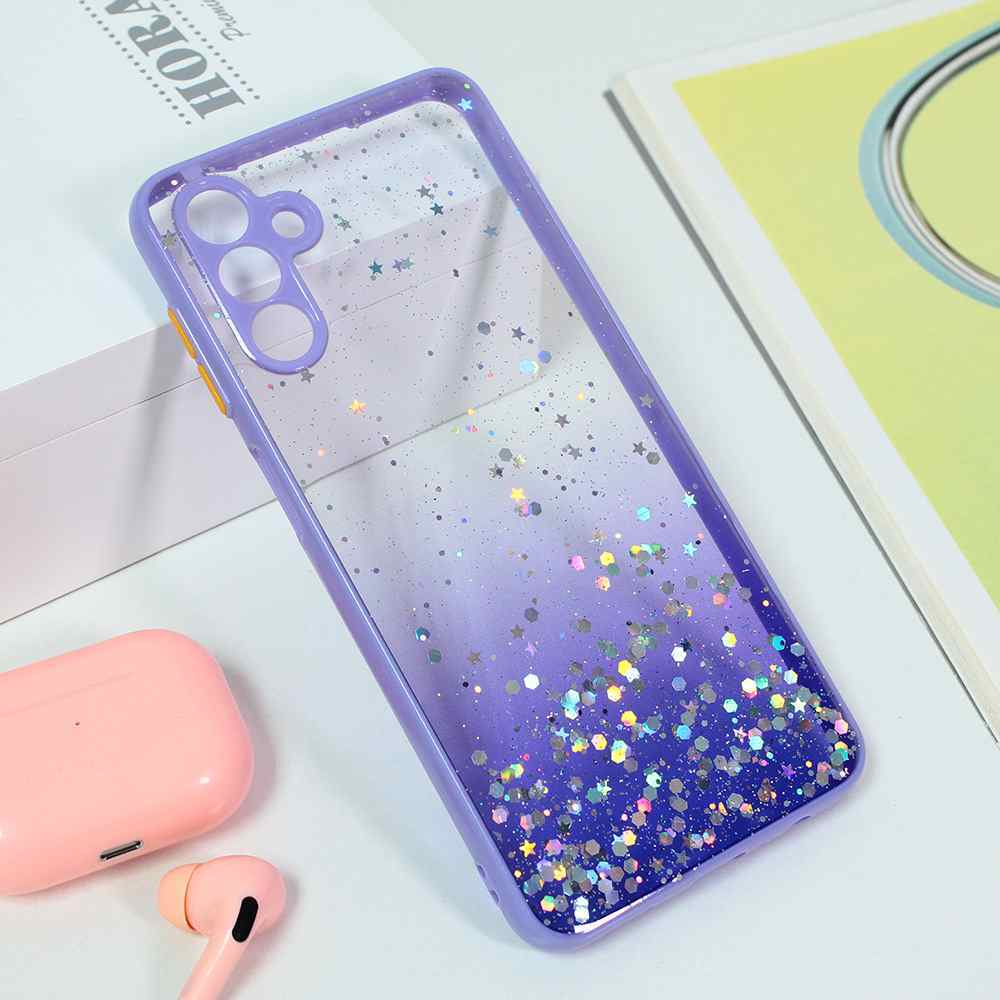 Maska za Samsung A13 5G Frame Glitter ljubicasta