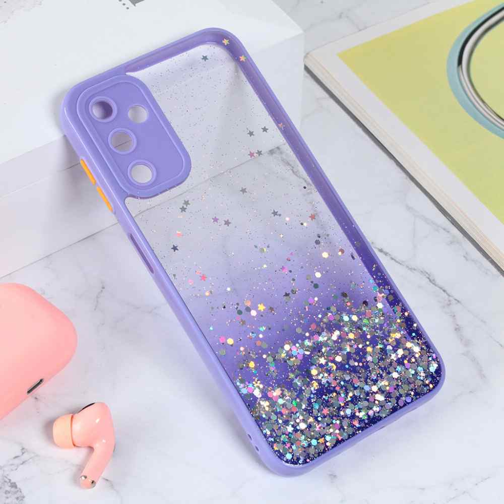 Maska za Samsung A14 4G/5G Frame Glitter ljubicasta