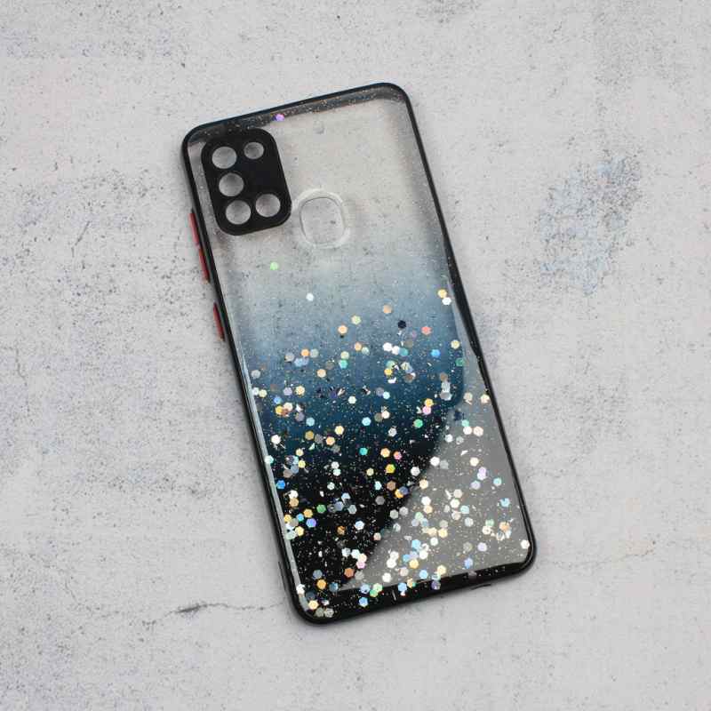 Maska za Samsung A21s Frame Glitter crna