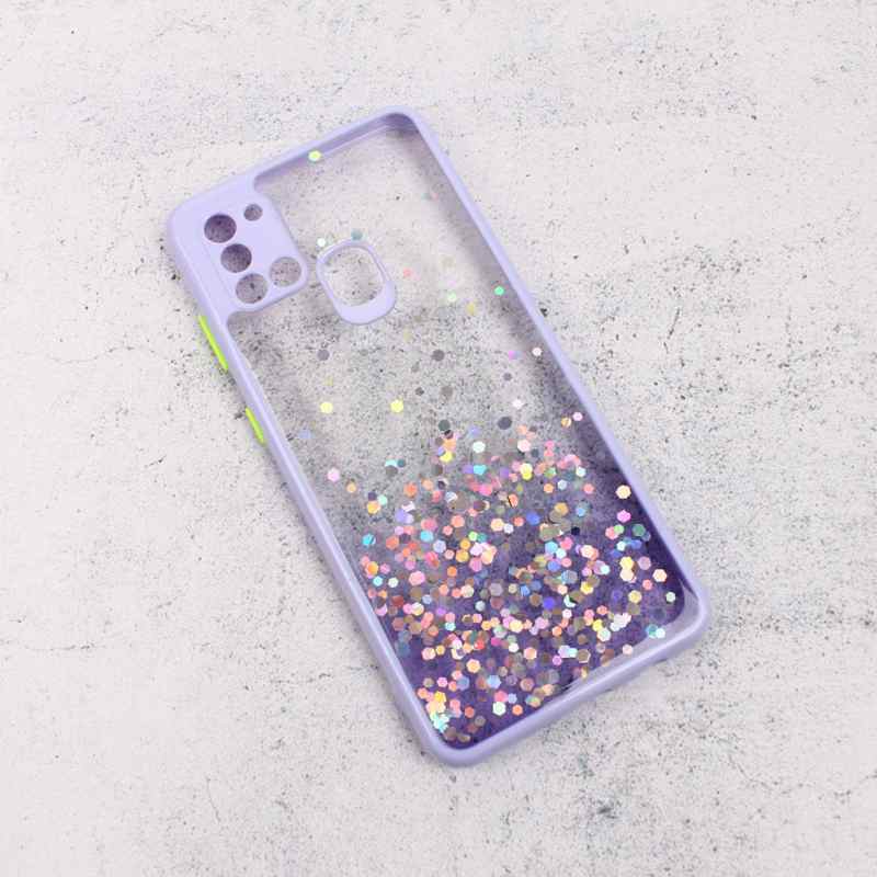 Maska za Samsung A21s Frame Glitter ljubicasta