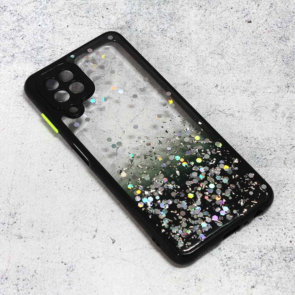 Maska za Samsung A22 4G Frame Glitter crna