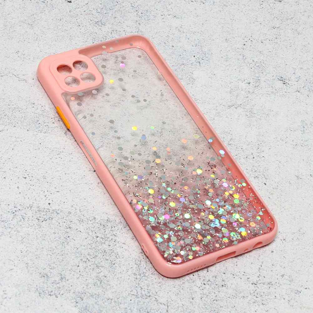 Maska za Samsung A22 5G Frame Glitter roze