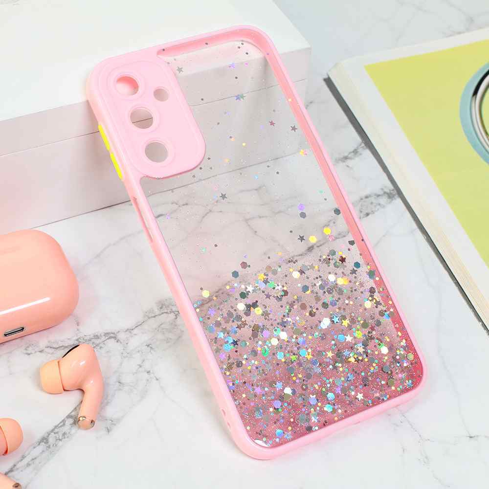 Maska za Samsung A24 4G Frame Glitter roze