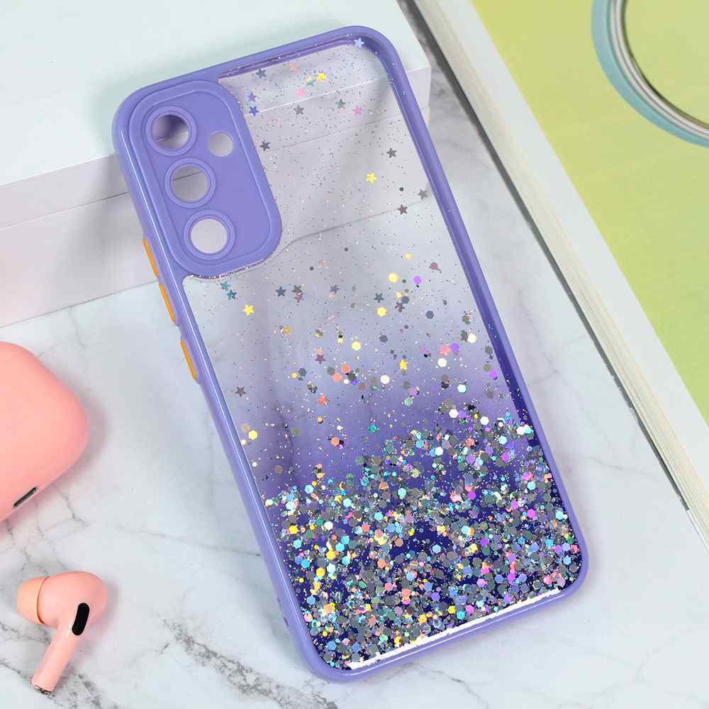 Maska za Samsung A34 5G Frame Glitter ljubicasta