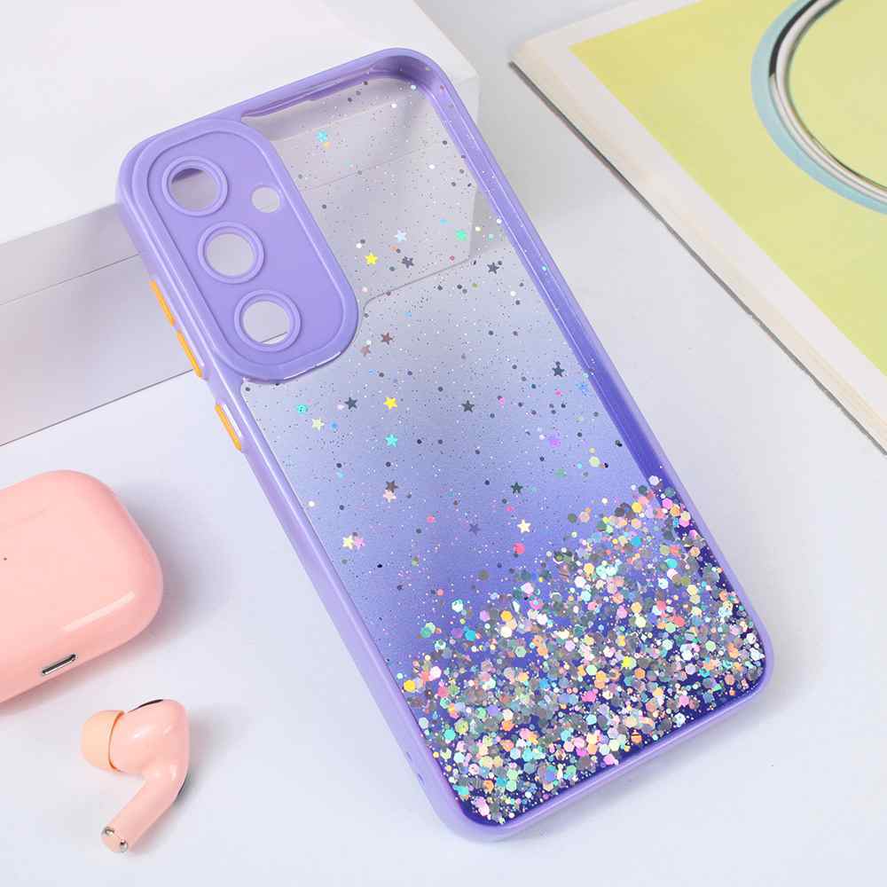 Maska za Samsung A35 5G Frame Glitter ljubicasta