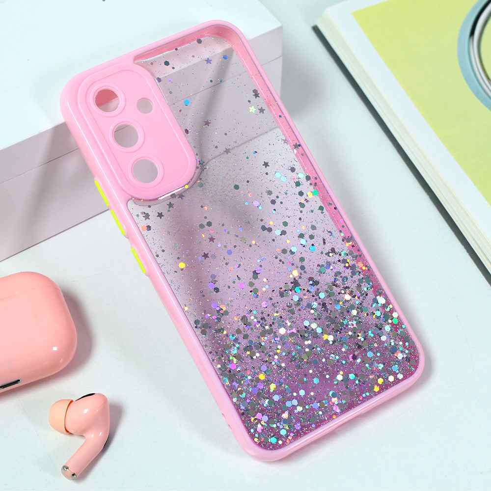 Maska za Samsung A54 5G Frame Glitter roze