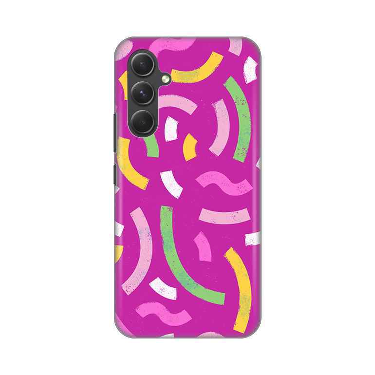 Maska za Samsung A54 5G silikon Print Happy Lines pink