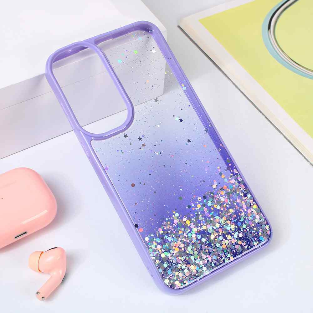 Maska za Samsung A55 5G Frame Glitter ljubicasta