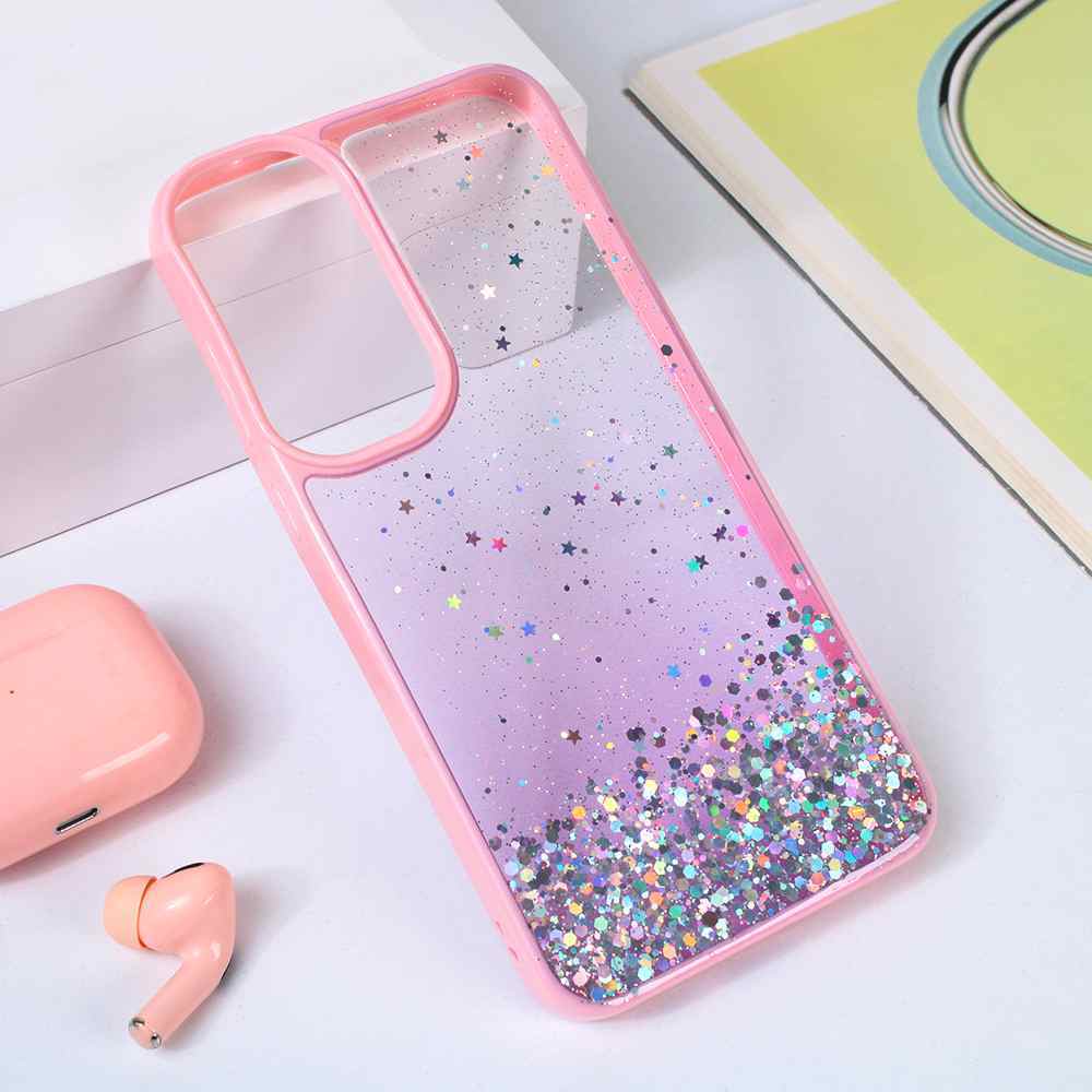 Maska za Samsung A55 5G Frame Glitter roze