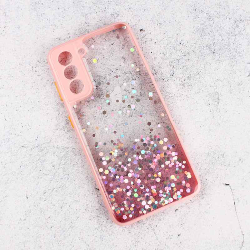 Maska za Samsung S21 Frame Glitter roze