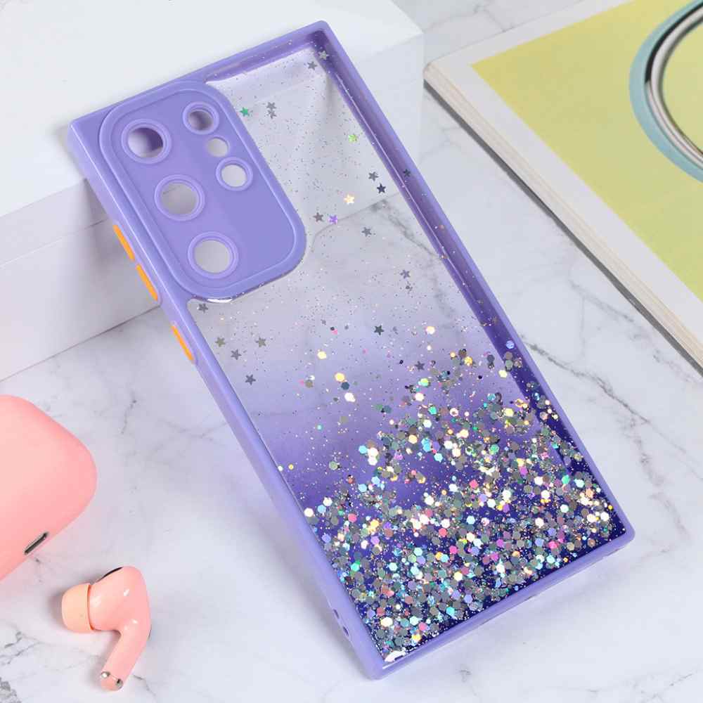 Maska za Samsung S23 Ultra 5G Frame Glitter ljubicasta