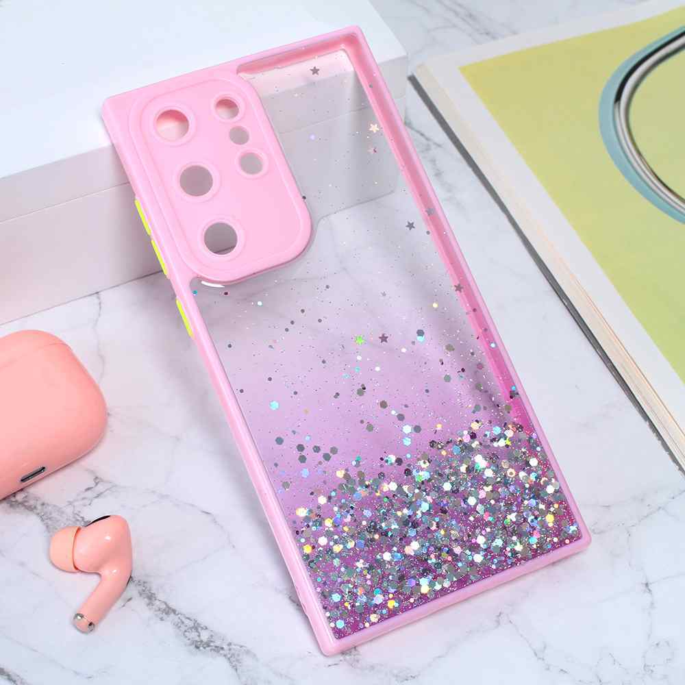 Maska za Samsung S23 Ultra 5G Frame Glitter roze