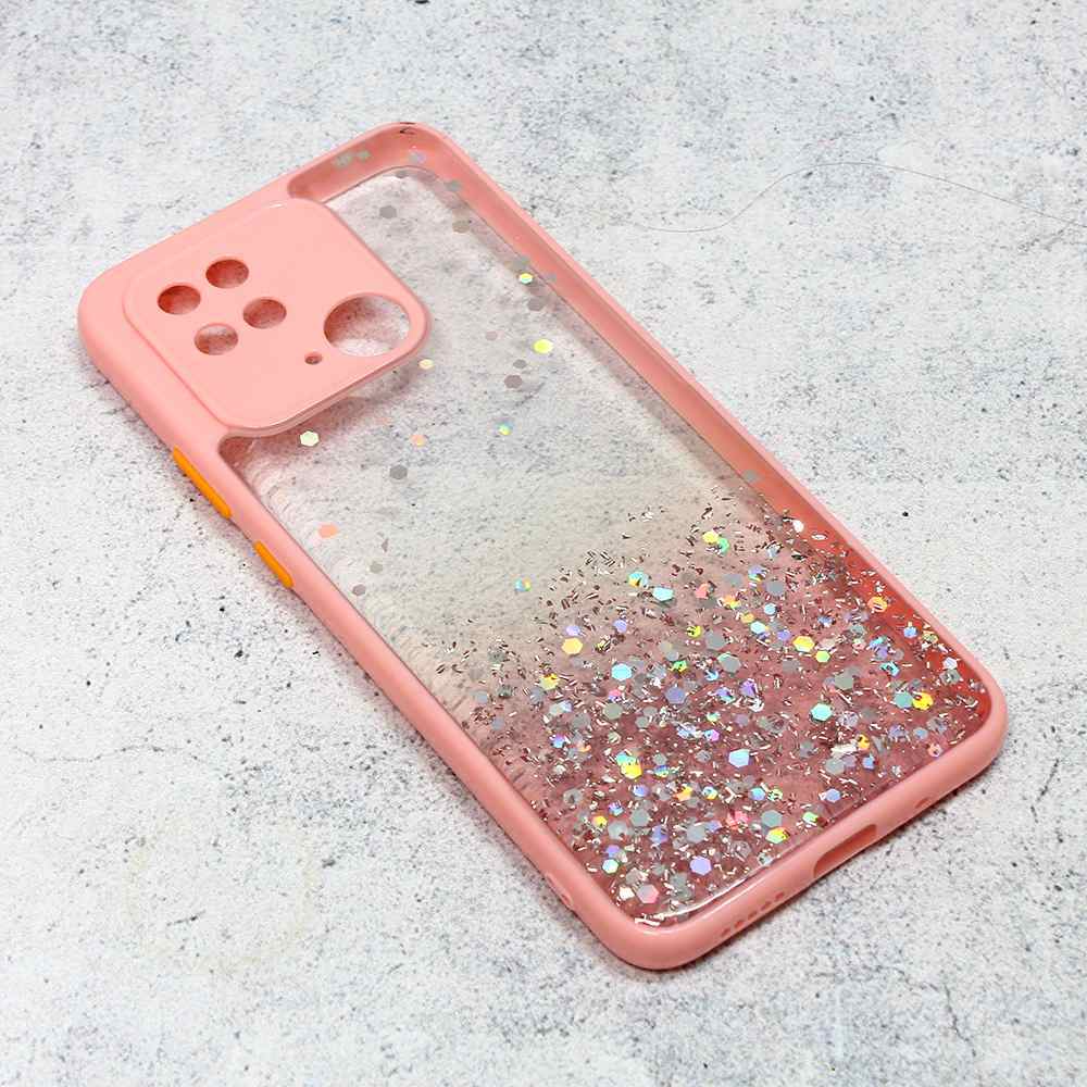 Maska za Xiaomi Redmi 10C Frame Glitter roze