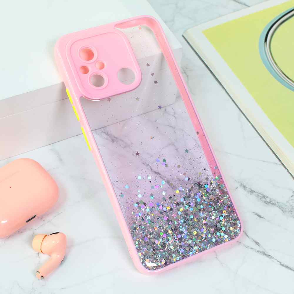 Maska za Xiaomi Redmi 12C Frame Glitter roze