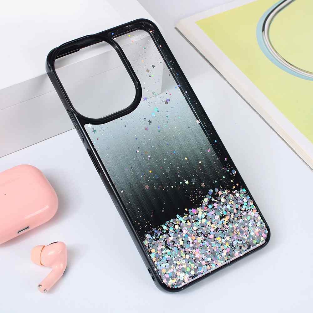 Maska za Xiaomi Redmi 13C Frame Glitter crna