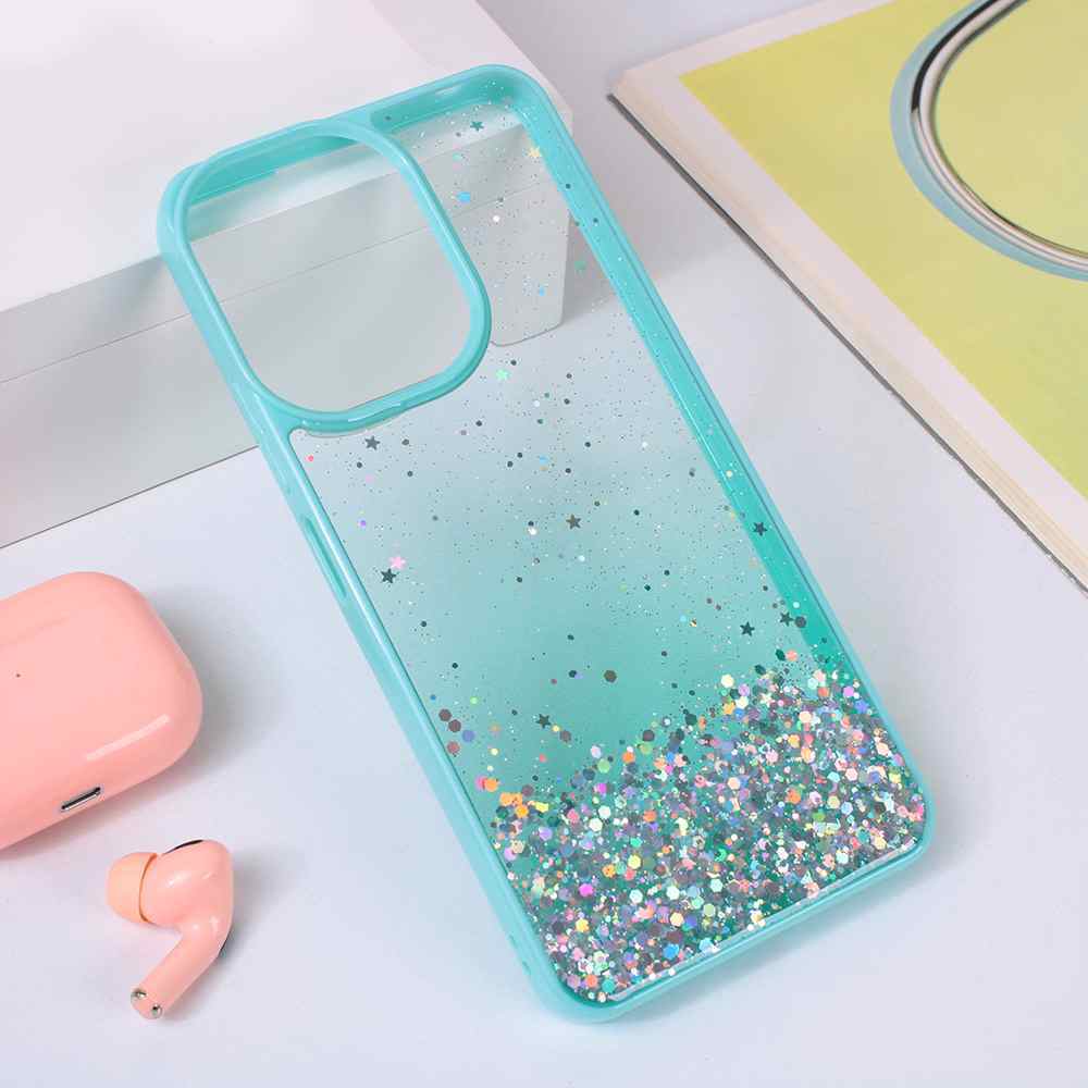 Maska za Xiaomi Redmi 13C Frame Glitter mint