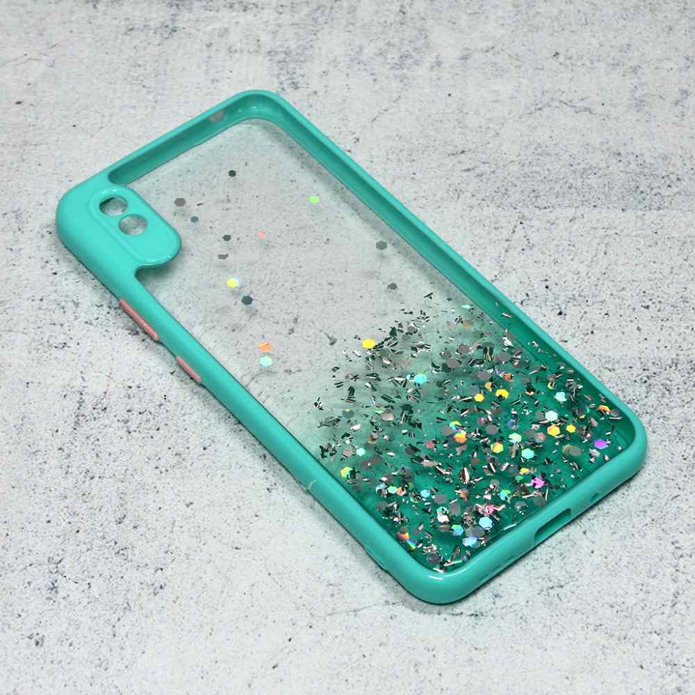 Maska za Xiaomi Redmi 9A Frame Glitter mint