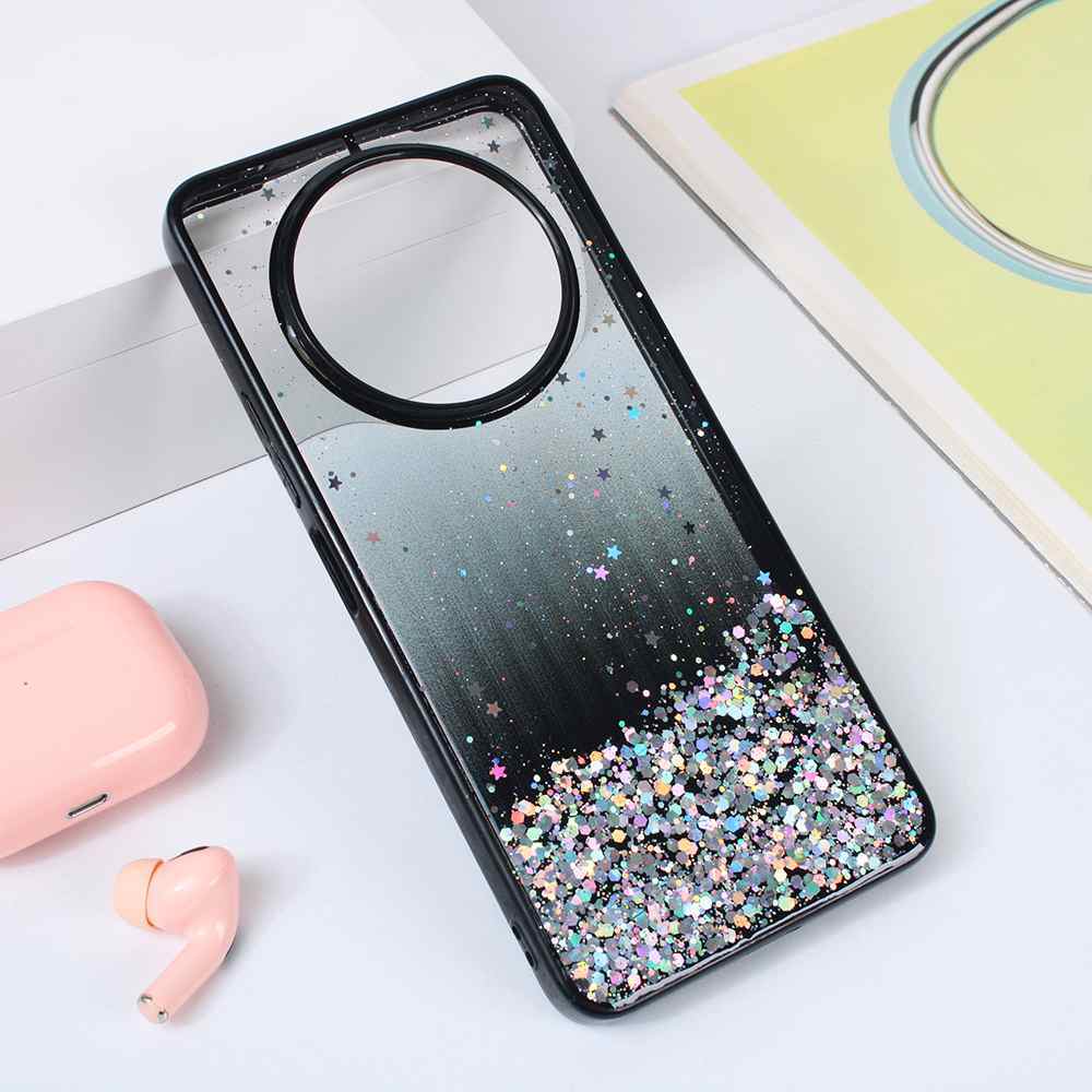 Maska za Xiaomi Redmi A3 Frame Glitter crna