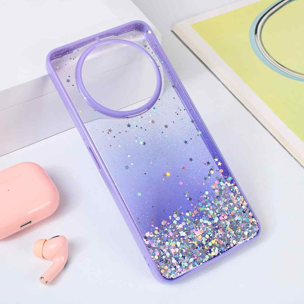 Maska za Xiaomi Redmi A3 Frame Glitter ljubicasta