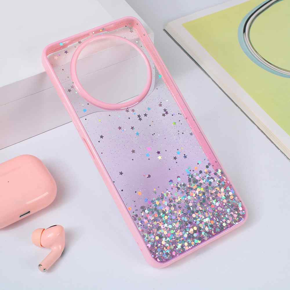 Maska za Xiaomi Redmi A3 Frame Glitter roze