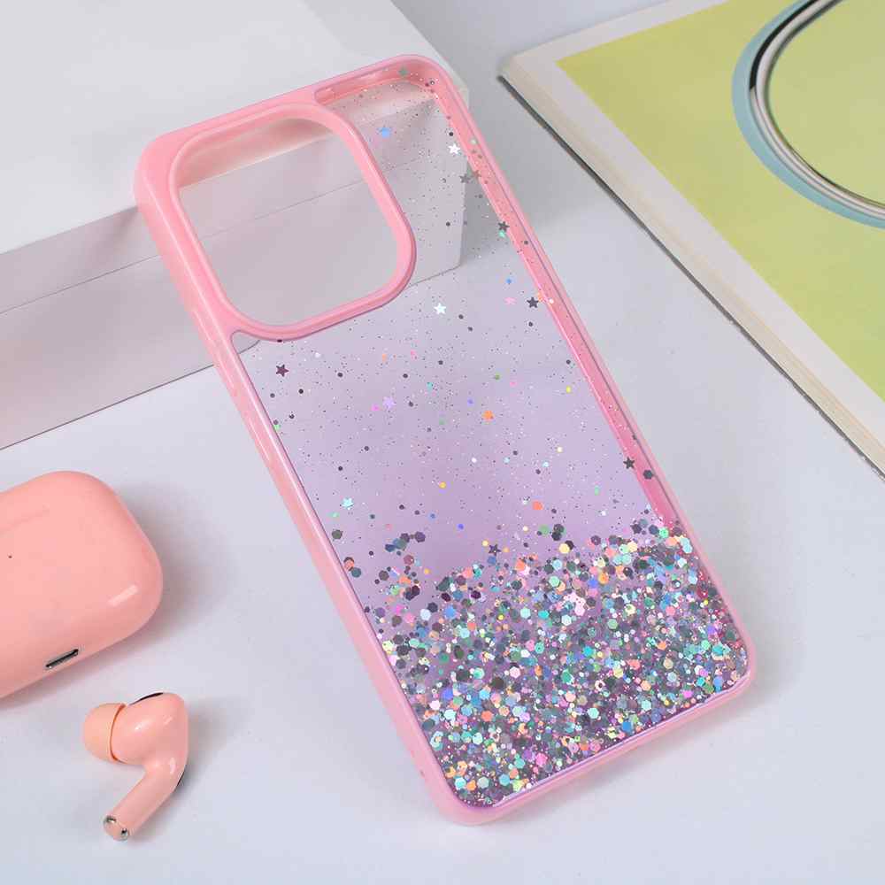 Maska za Xiaomi Redmi Note 13 4G Frame Glitter roze