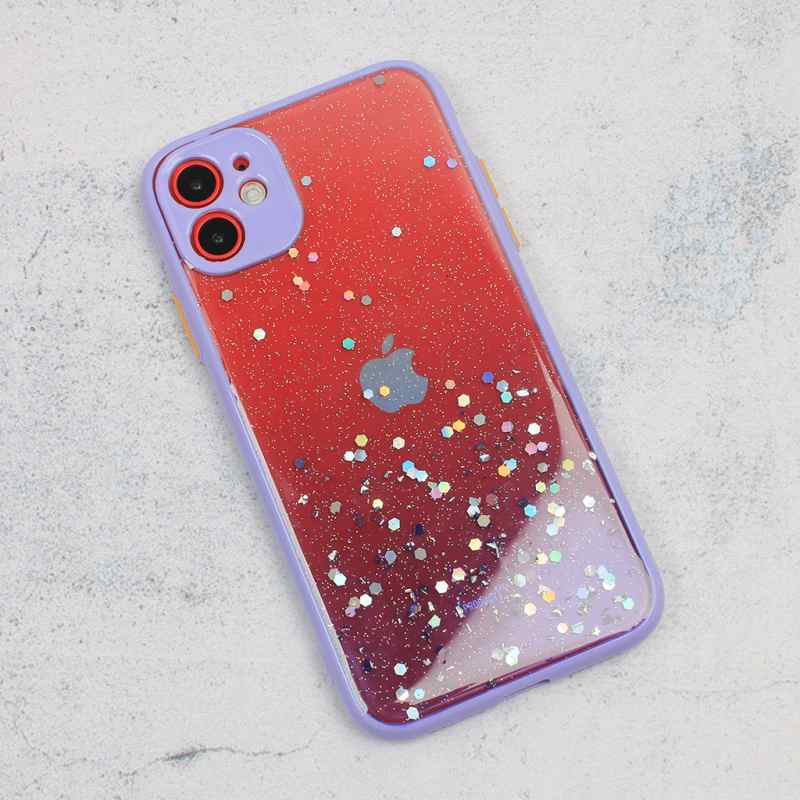 Maska za iPhone 11 Frame Glitter ljubicasta