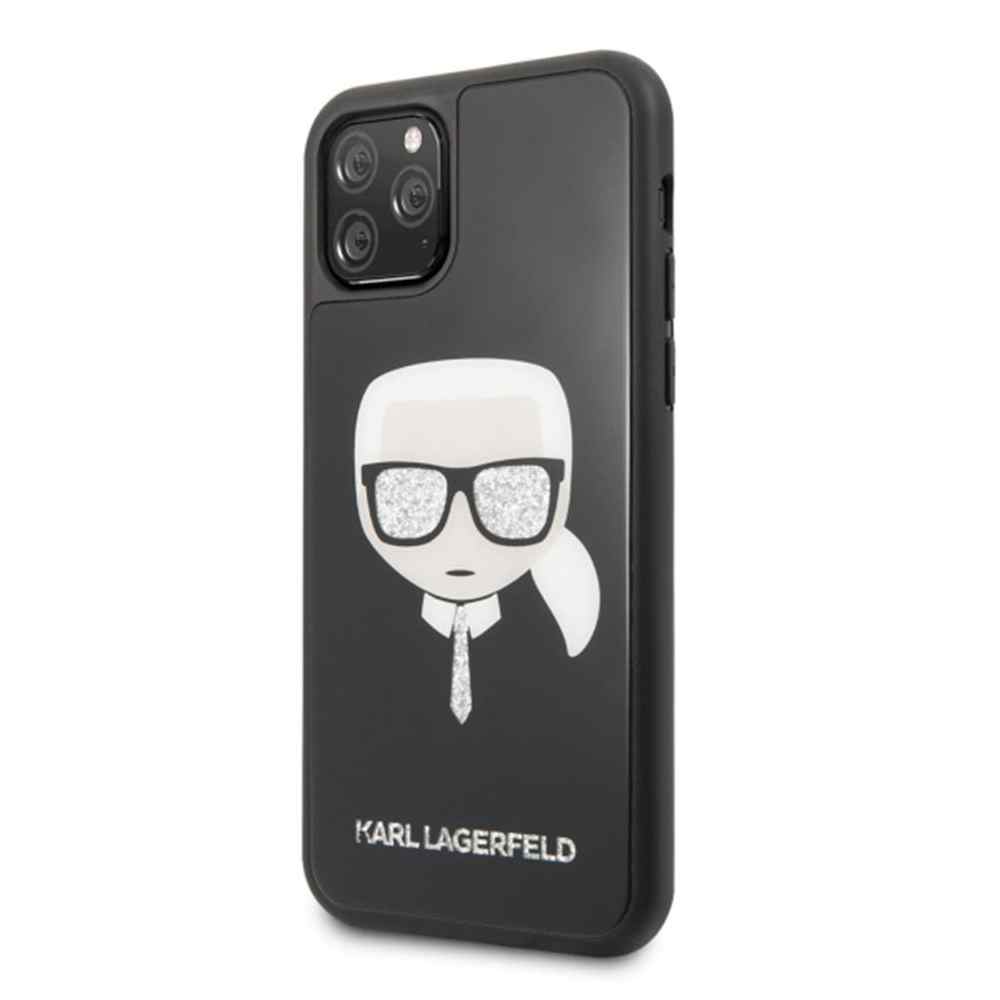 Maska za iPhone 11 Pro Max Karl Lagerfeld Double Layers Glitter crna