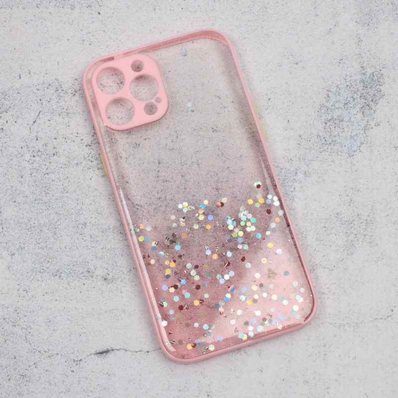 Maska za iPhone 12 Pro Max Frame Glitter roze