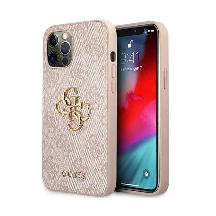 Maska za iPhone 12 Pro Max Guess Hc PC 4G Big Metal Logo pink