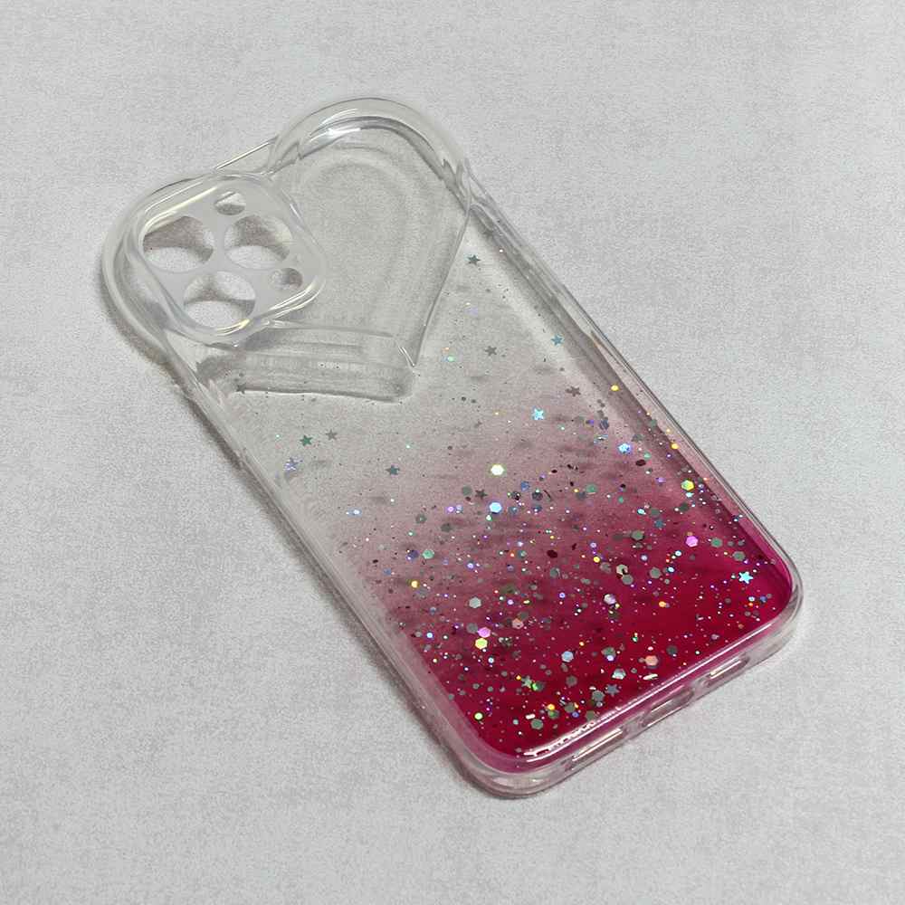 Maska za iPhone 12 Pro Max Heart Glitter pink