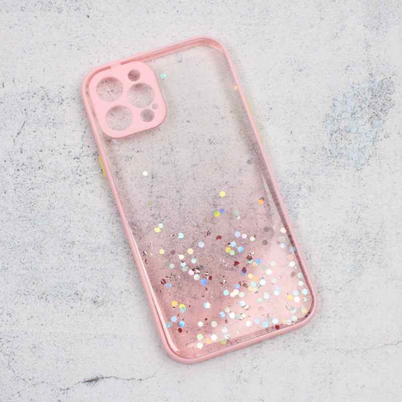 Maska za iPhone 12/12 Pro Frame Glitter roze