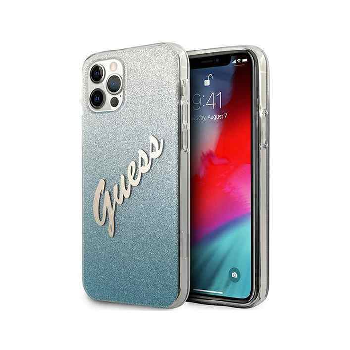 Maska za iPhone 12/12 Pro Guess Hc PC/TPU Script Glitter Gradient plava