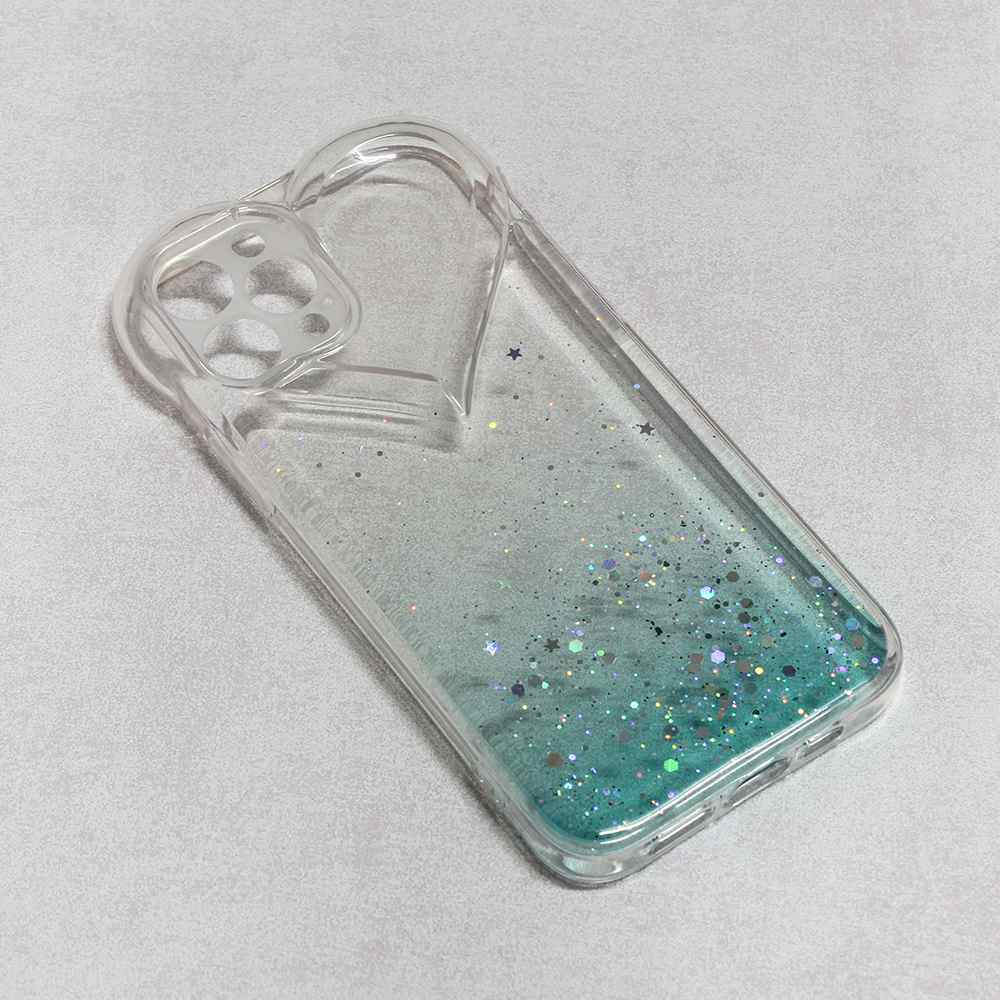 Maska za iPhone 12/12 Pro Heart Glitter mint