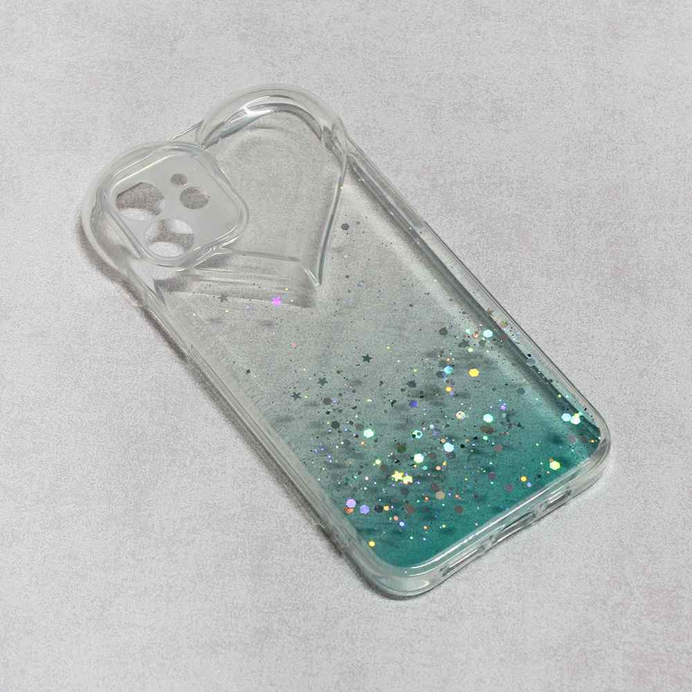 Maska za iPhone 12/12 Pro Heart Glitter mint