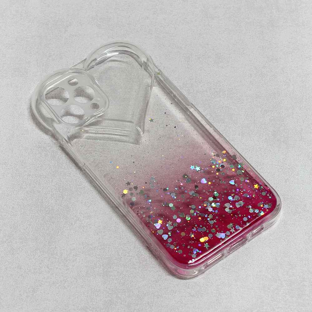 Maska za iPhone 12/12 Pro Heart Glitter pink