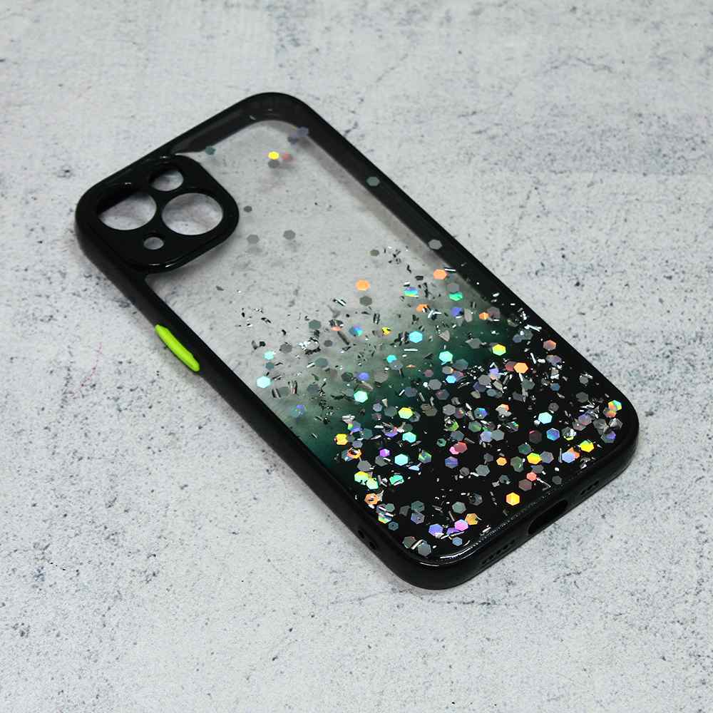 Maska za iPhone 13 Frame Glitter crna