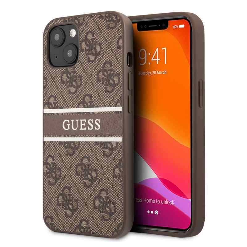 Maska za iPhone 13 Guess Stripe braon