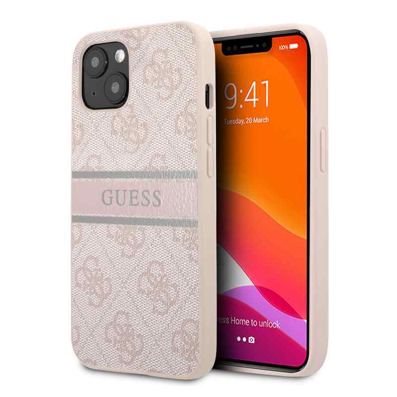 Maska za iPhone 13 Guess Stripe roze