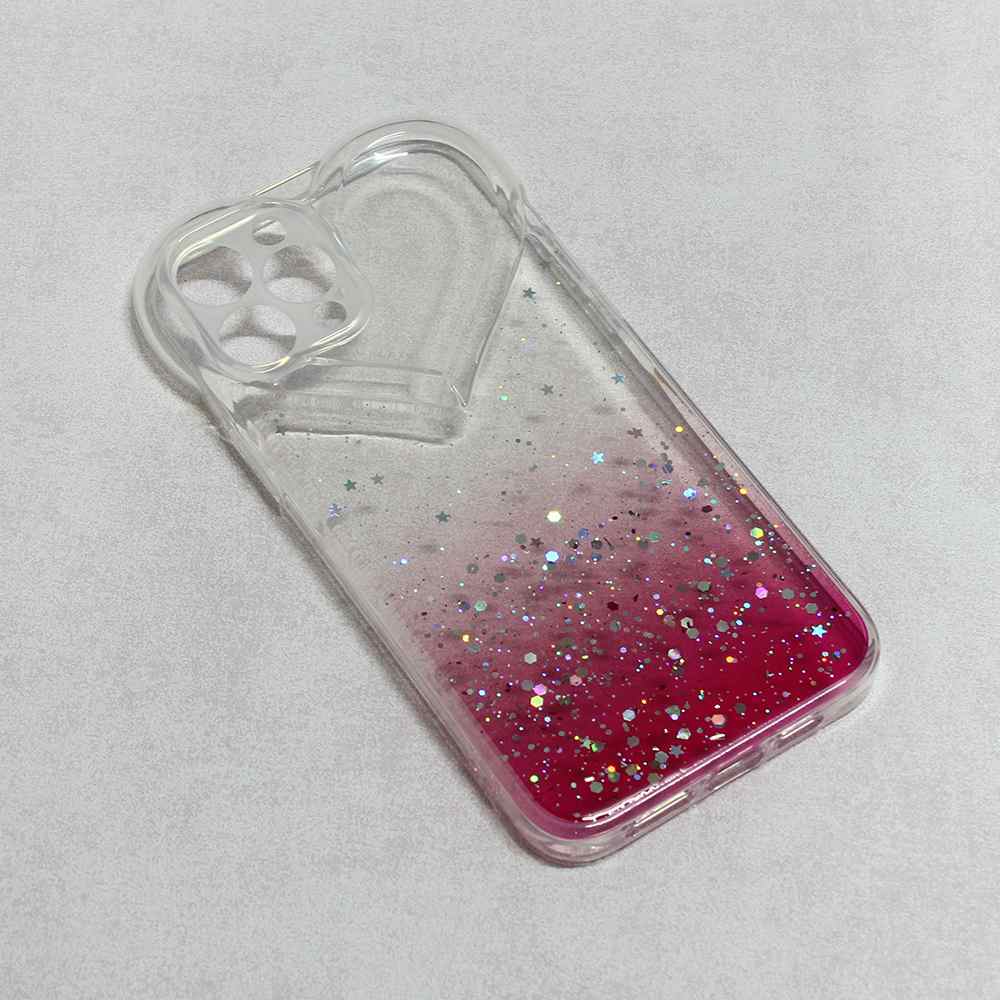 Maska za iPhone 13 Heart Glitter pink