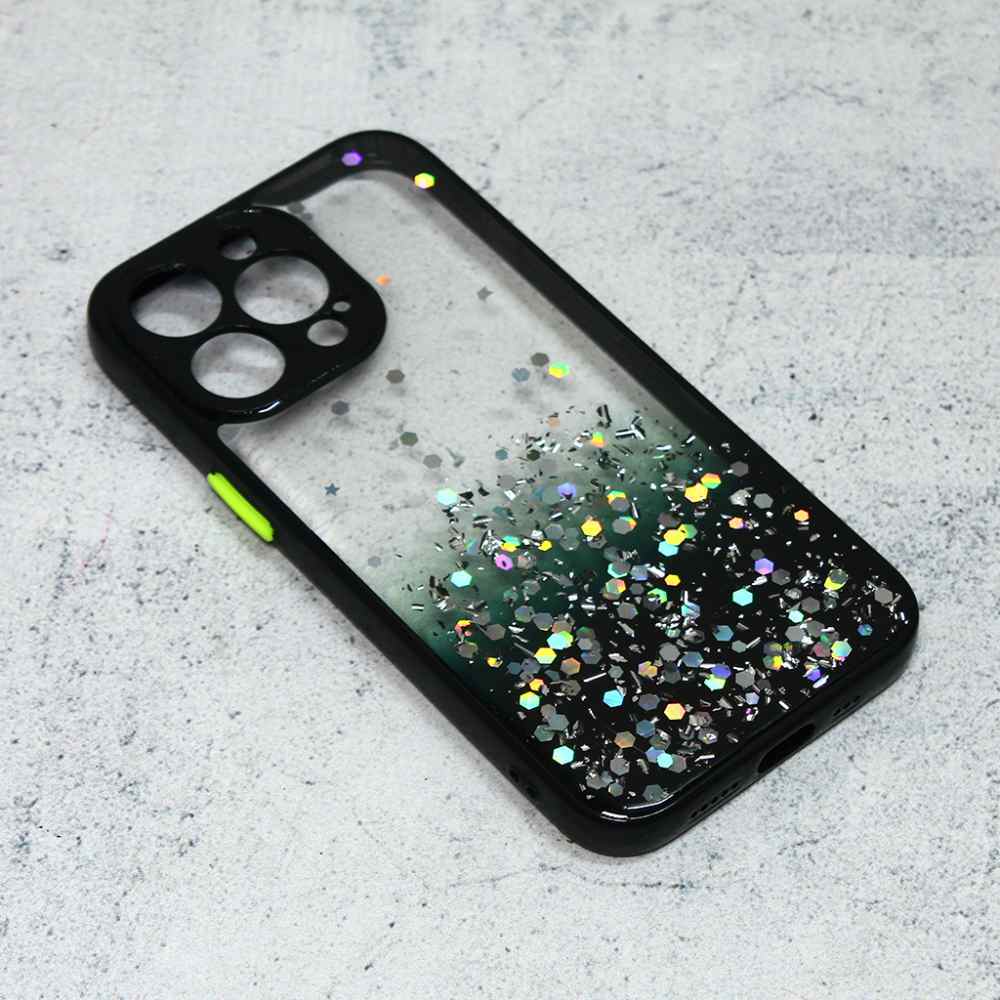 Maska za iPhone 13 Pro Frame Glitter crna