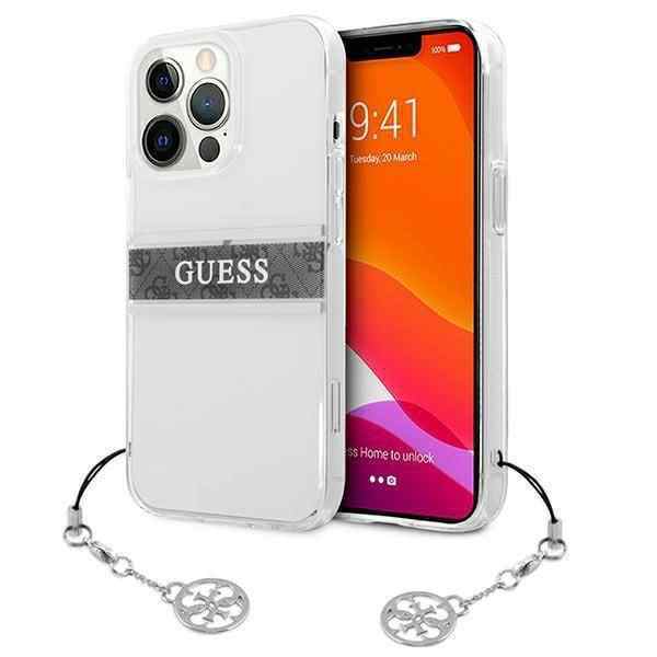 Maska za iPhone 13 Pro Guess 4G Stripe Charm siva