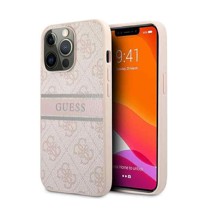 Maska za iPhone 13 Pro Guess Stripe roze