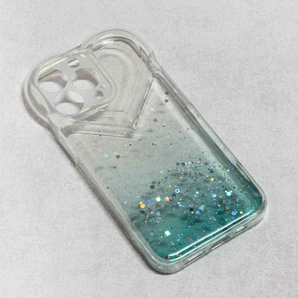 Maska za iPhone 13 Pro Heart Glitter mint